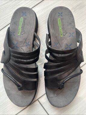 BareTraps Black Multi-Strap Memory Foam Slide Sandals